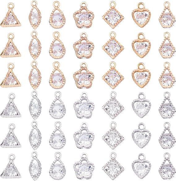 Amazon Co Jp Ph Pandahall チャーム パーツ ラインストーン チャーム ラインストーンペンダント ハート形 合金 キュービックジルコニア ペンダント ライトゴールド ハンドメイド アクセサリーパーツ 70個 ホビー