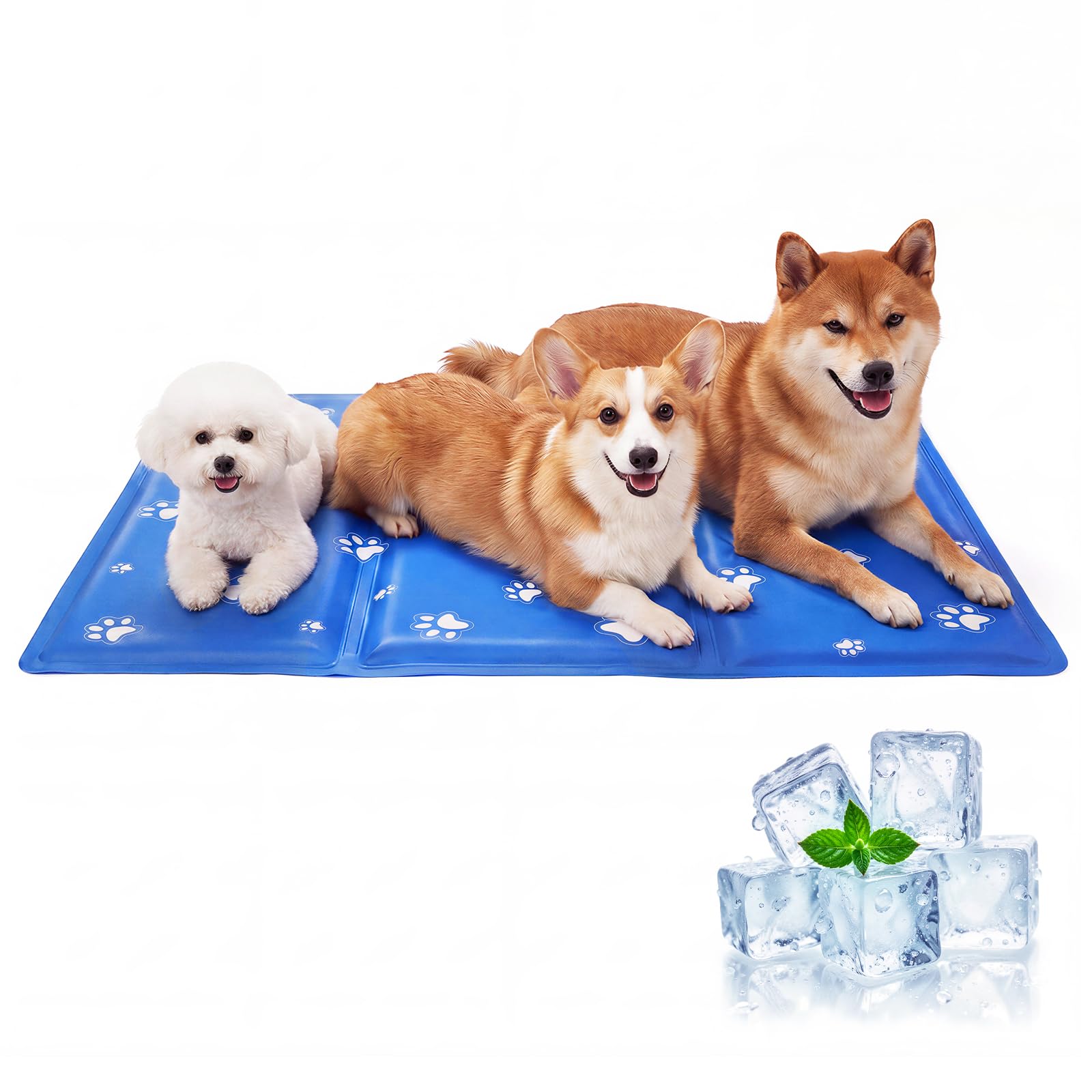 Flow fire Extra Large Dog Cooling Mat, 90 x 50cm, Foldable, Scratch Resistant, XL Pet Cooling Mat for Dogs