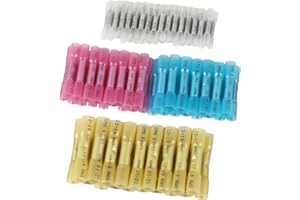 210PCS Heat Shrink Butt Connectors, Marine Grade Electrical Wire Connectors Kit, Tinned Red Copper Insulated Waterproof Crimp