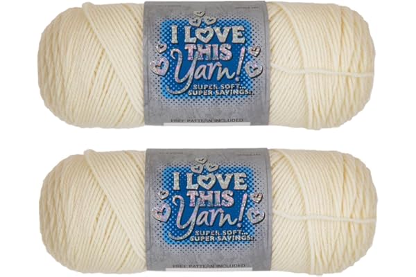 Hobby Lobby I Love This Yarn - 4 Medium 100% Acrylic Yarn for Crocheting & Knitting Blankets, Hats & Accessories, Set of 2, 20 Ivory