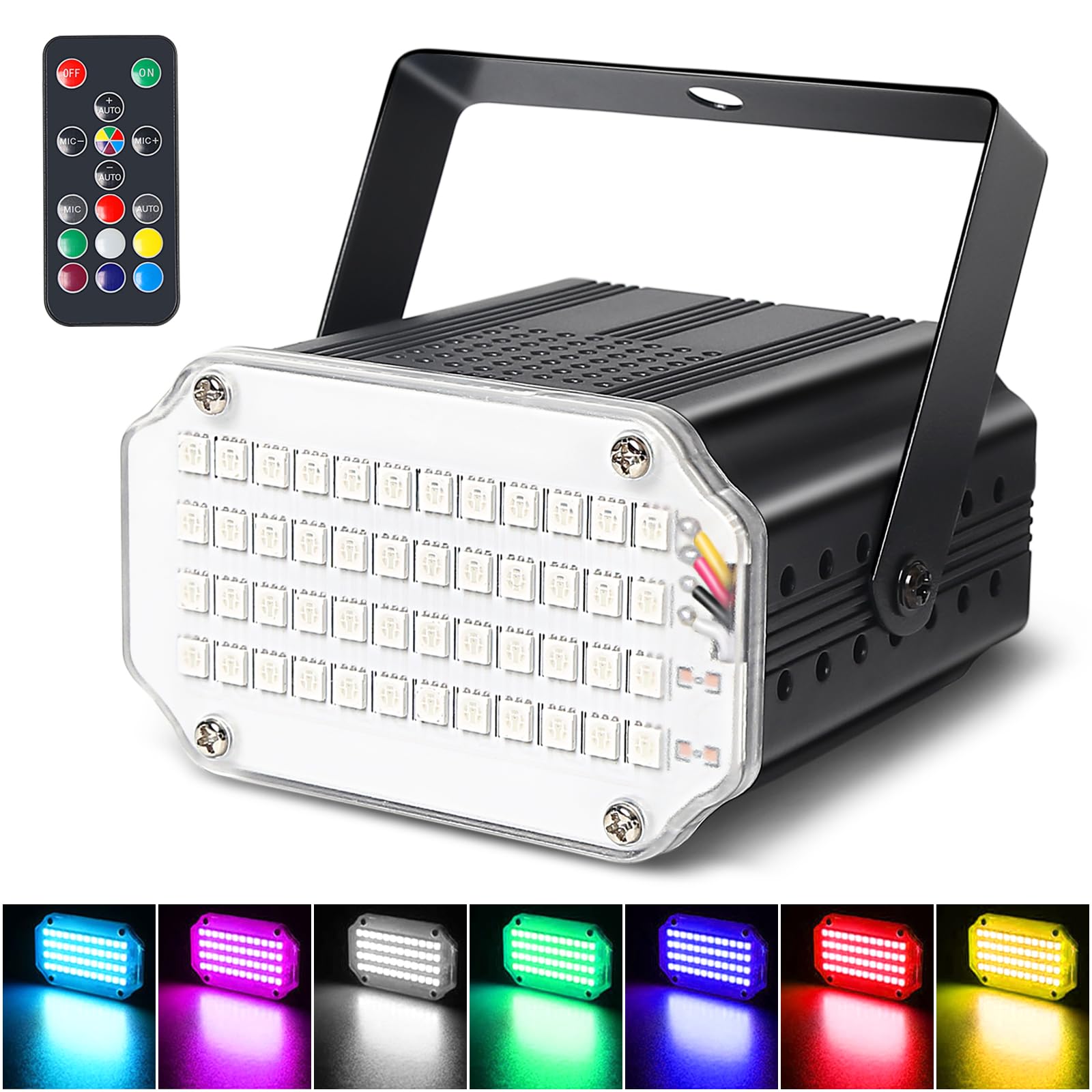 Mini Strobe Light, Remote Strobe Lights 48Led Colorful Strobe Light for Parties, Dj Lights Led Atomic Stroboscope Light for Strobe Lighting
