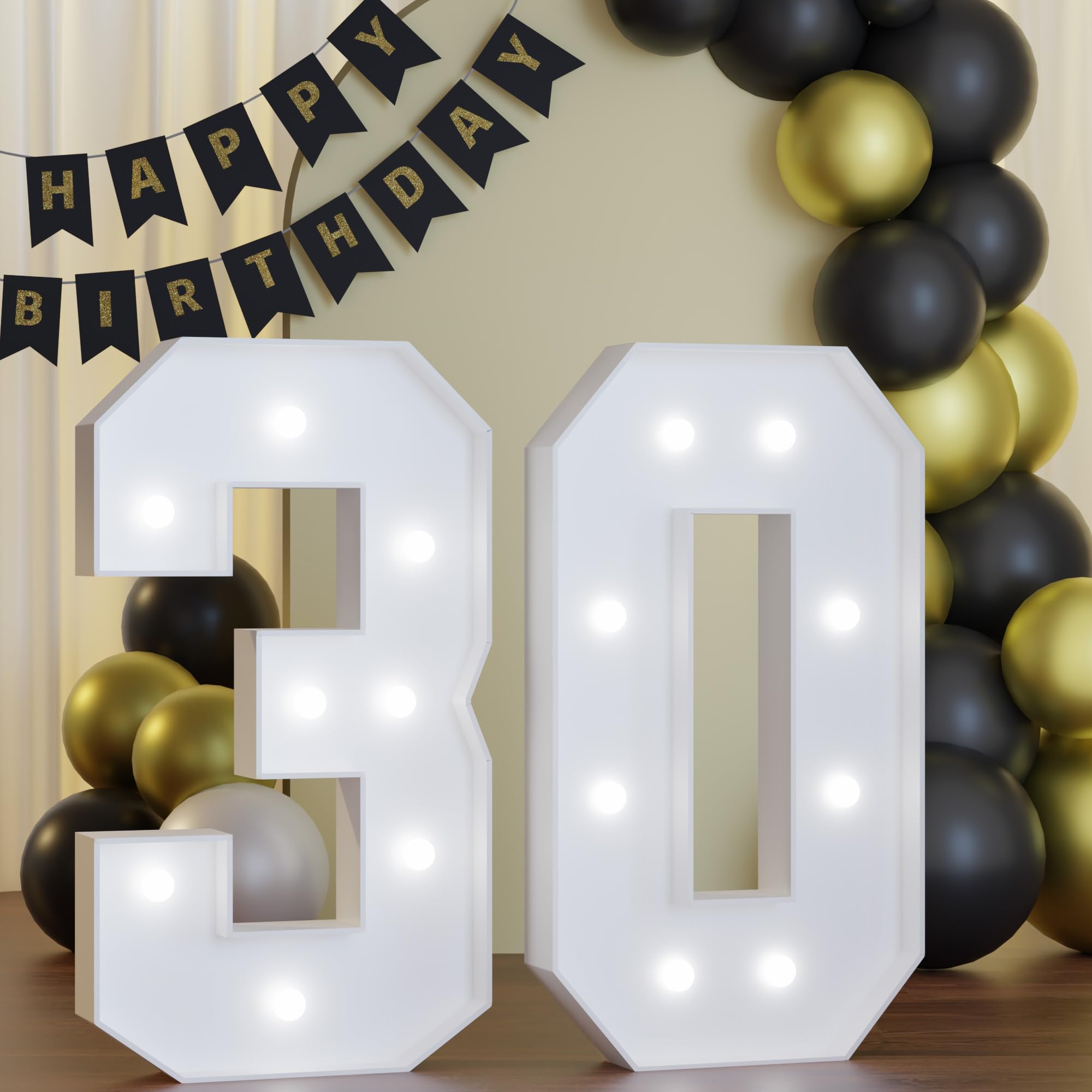 Photo 1 of 3FT Marquee Numbers 30, Happy 30th Birthday Decorations for Women Men, Large 30 Light up Numbers for Him Her 30 Years Old Birthday Party Supplies, 30th Anniversary Party Decor