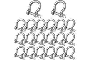 YOUNTHYE 20 PCS Stainless Steel M6 Screw Shackle 1/4 Inch Chain Shackle Bow Shackle Clevis Heavy Duty Screw Pin Shackle for A