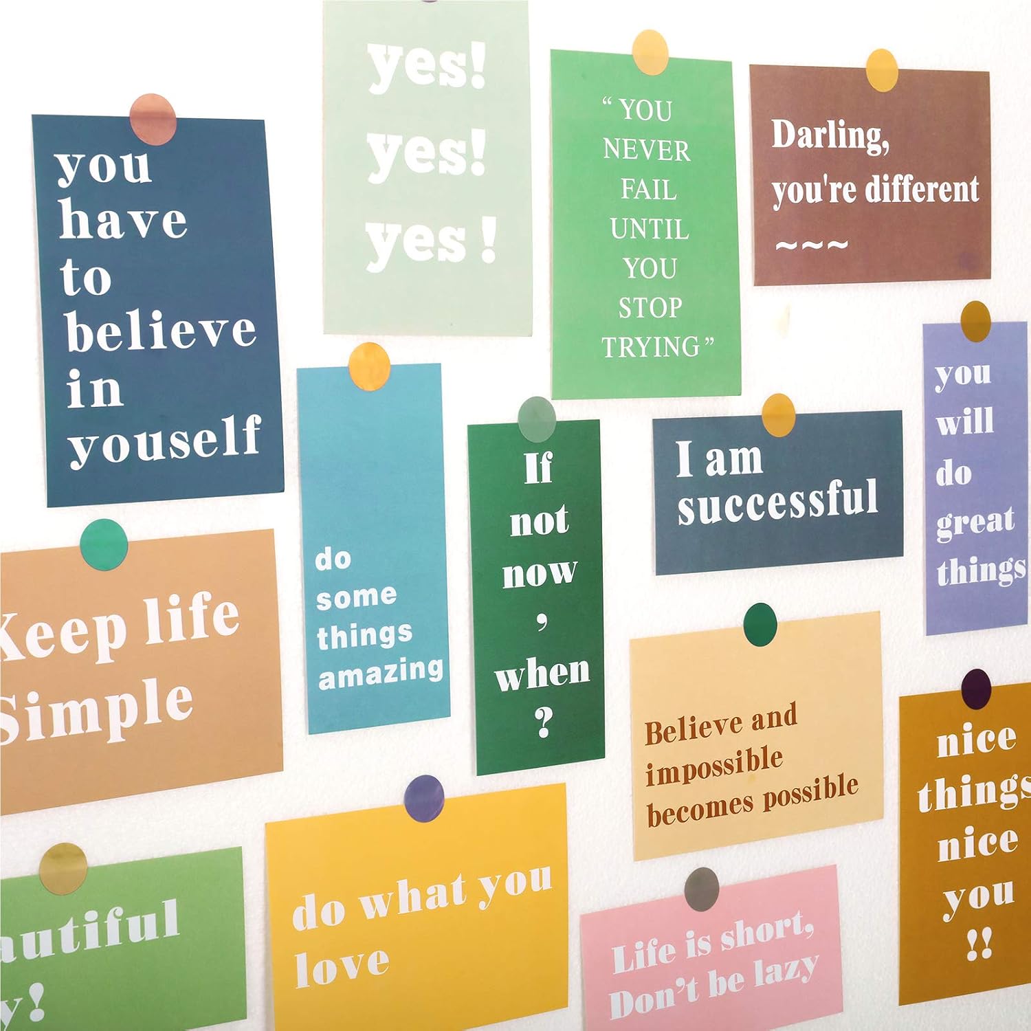 30 Pieces Inspirational Wall Collage Kit Encouragement Phrases Wall Art Posters Motivational Wall Collage with 48 Pieces Colorful Adhesive Round Stickers for Teens and Young Adults Room Wall Decor - Image 4