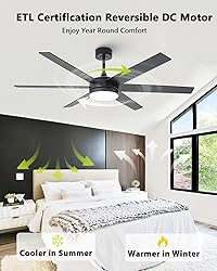 Vaczon 60 Inch Large Ceiling Fans with Lights and