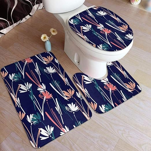 NB Badezimmerteppiche und -matten, 3-teiliges Set, waschbar, U-förmiger