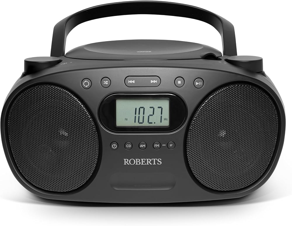 Roberts ZOOMBOXFM AM FM CD Boombox with Bluetooth Black