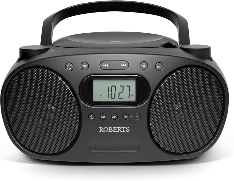 Roberts ZOOMBOXFM AM FM CD Boombox with Bluetooth Black