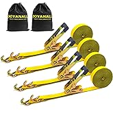 2 Inch Ratchet Straps Heavy Duty,30ft Tie Down Straps Ratchet with Double J Hook, 10000lbs Break Strength, Cargo Ratchet Straps for Moving, Truck, Trailers, Motorcycles (4 Pack)