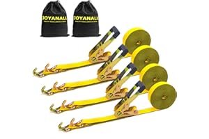 JOYANALL Ratchet Straps Heavy Duty(4 Pack),2 Inch x 30ft Tie Down Straps Ratchet with Double J Hook, 10000lbs Breaking Strength, Cargo Ratchet Straps for Moving Motorcycle, Trailer & Trucks