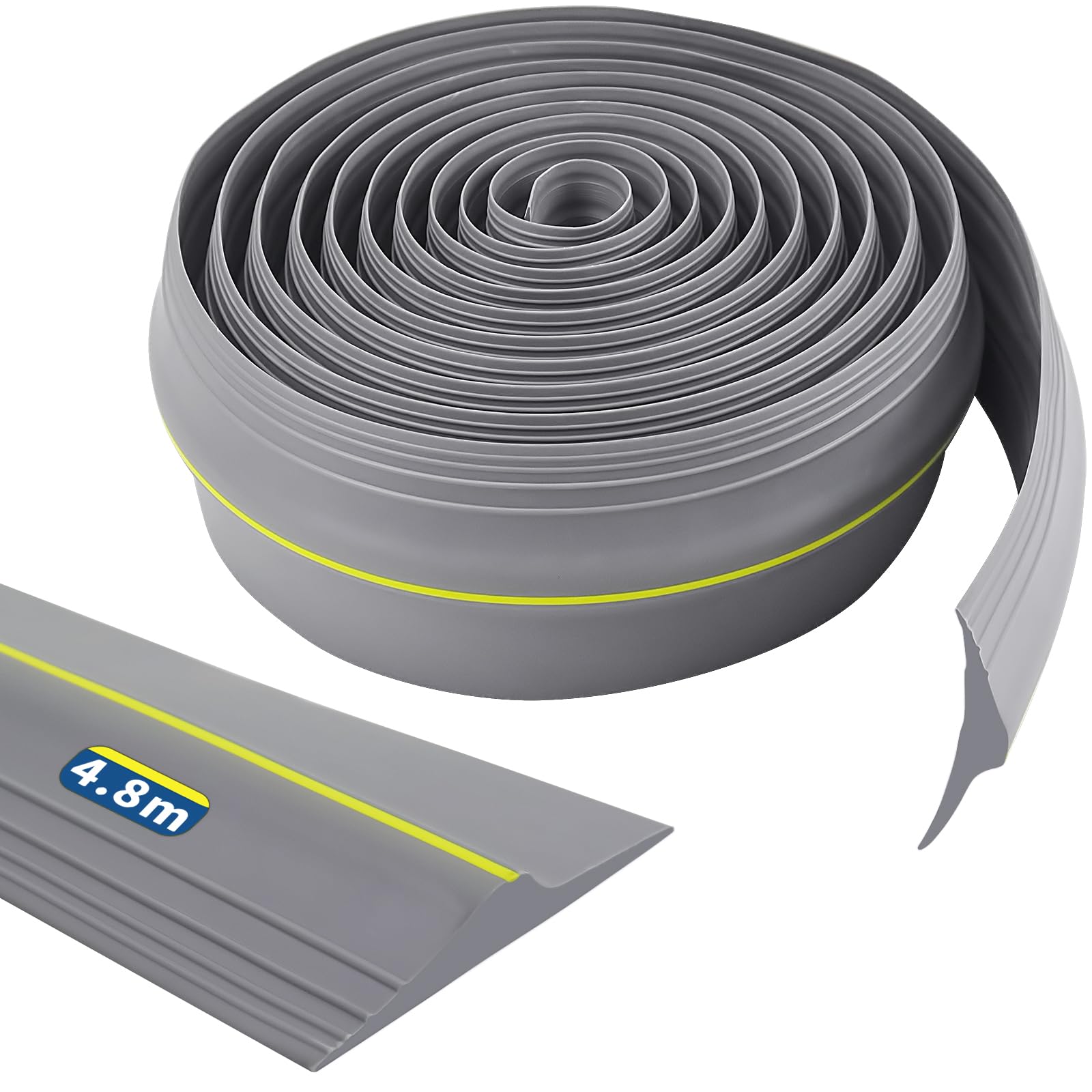 Garage Door Threshold Seal 4.8m Universal Garage Door Seal Rubber DIY Garage Door Seal Floor Seal Weatherproof (Grey)