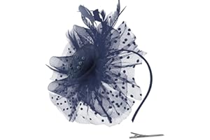 Lainlight Fascinators Hats for Women Tea Party Hats Cocktail Flower Mesh Ribbons Feathers Hair Clip Derby Hat for Wedding