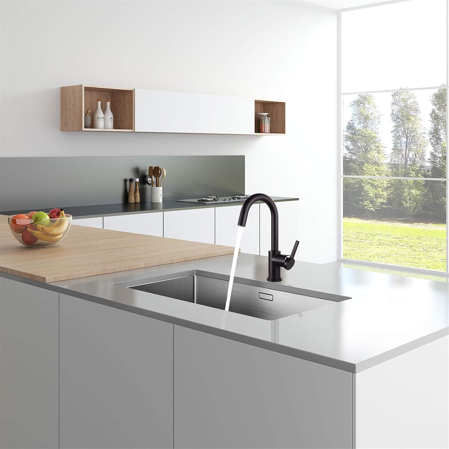AguaStella AS1010MB Matte Black Bar Faucet or Prep Kitchen Sink Faucet with Single Handle - - 