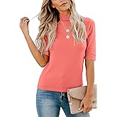 LETSRUNWILD Business Casual Tops for Women Dressy Cute Tops Mock Turtleneck Tshirts Shirts