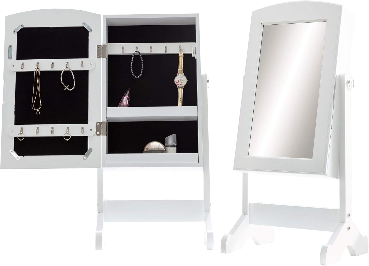 FineBuy Ankleidespiegel 33 x 73 x 27 cm Weiß Schmuckspiegel Stehend