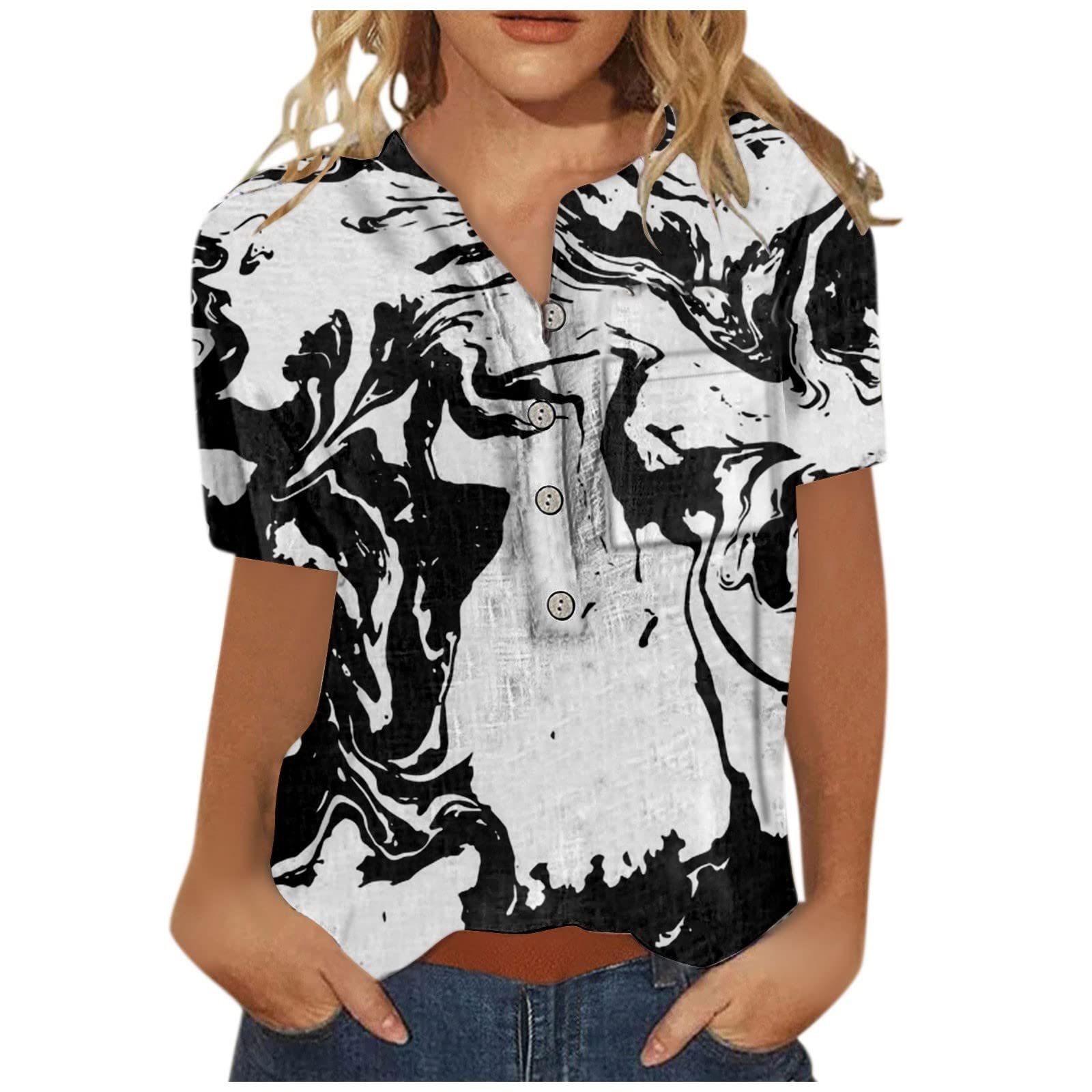 Black Summer Tops for Women 2023 Beach Floral
