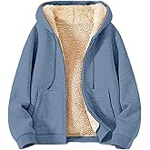 CUKOLSXA Women's Zip Up Fleece Hoodie Jackets Winter Warm Sherpa Lined Long Sleeve Oversized Sweatshirts Coat Outerwear