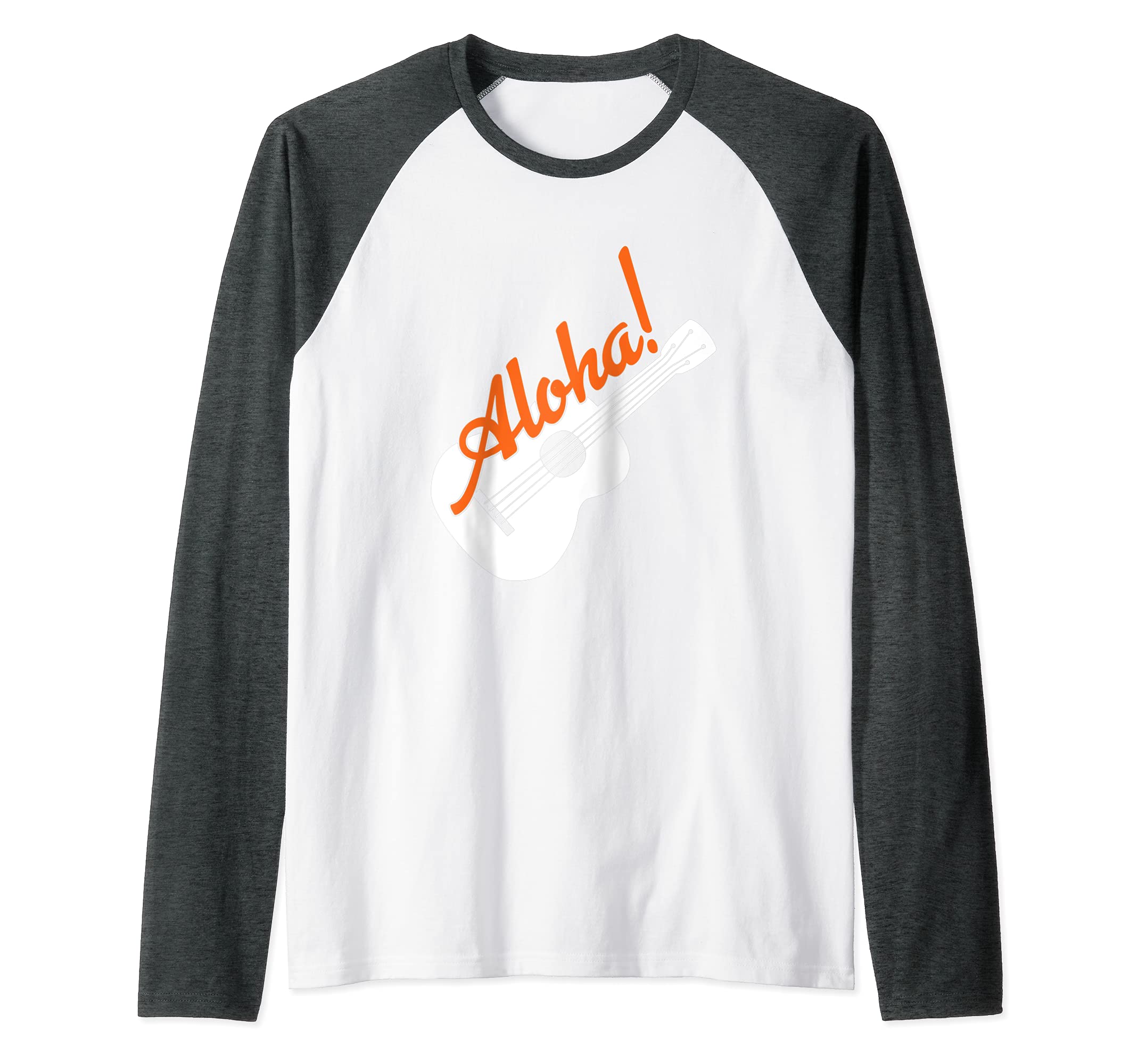 Aloha Acoustic Uke Guitar Hawaii Hawaiian Musician Raglan Baseball Tee