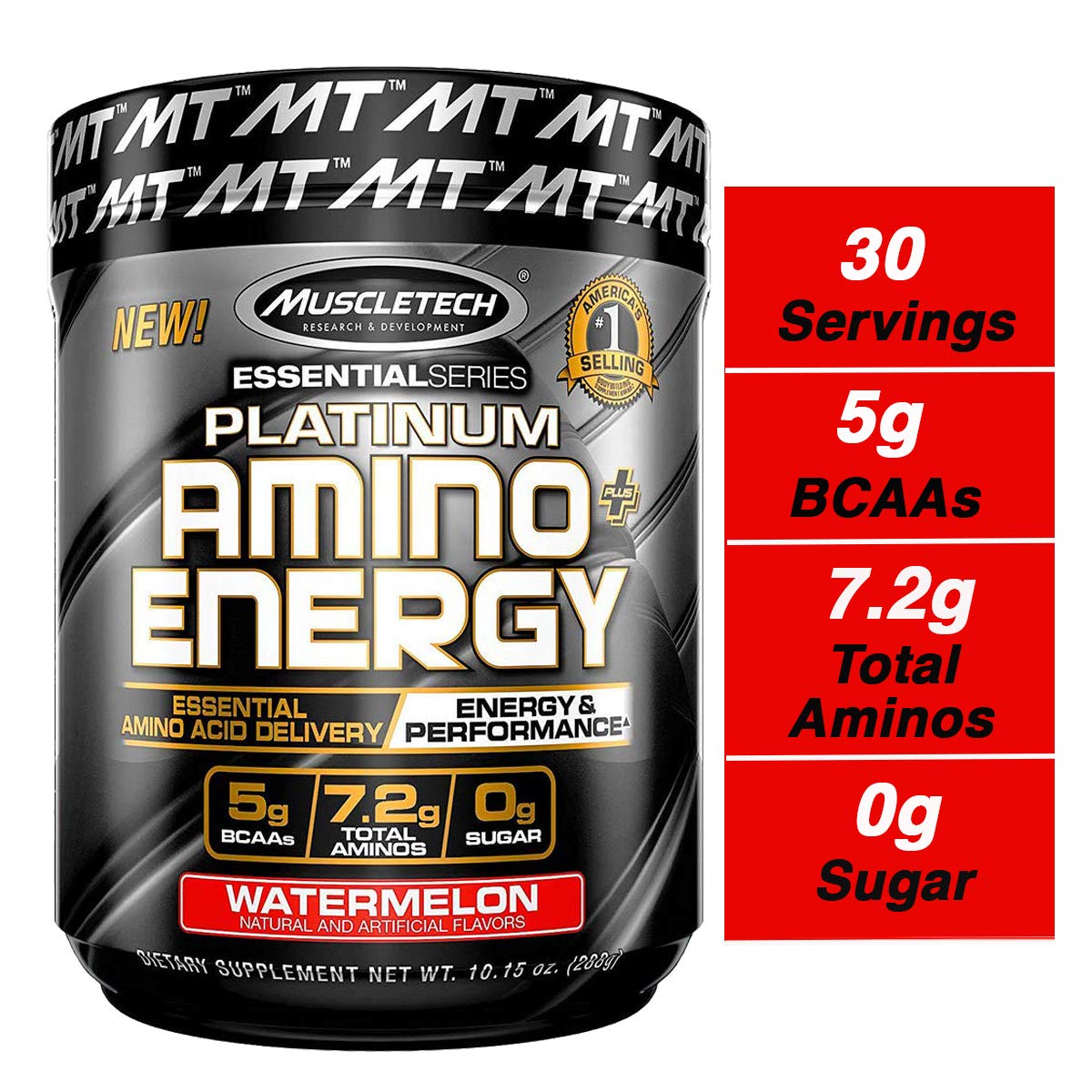 MuscleTech Essential Series Platinum Amino Plus Energy BCAA 30 Servings