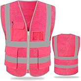 FEimaX High Visibility Safety Vest Mesh Reflective Work Vests for Men Women with Pockets and Zipper Meets ANSI/ISEA Standards
