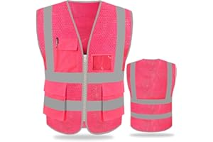 FEimaX High Visibility Safety Vest Mesh Reflective Work Vests for Men Women with Pockets and Zipper Meets ANSI/ISEA Standards
