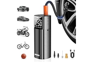 BYDREM Tire Inflator Portable Air Compressor, Pump for Car Tires w/Digital Tire Pressure Gauge, 120 PSI Cordless Air Compressor, Motorcycle, Electric Bike Pump and Bicycle Pump w/LED Light