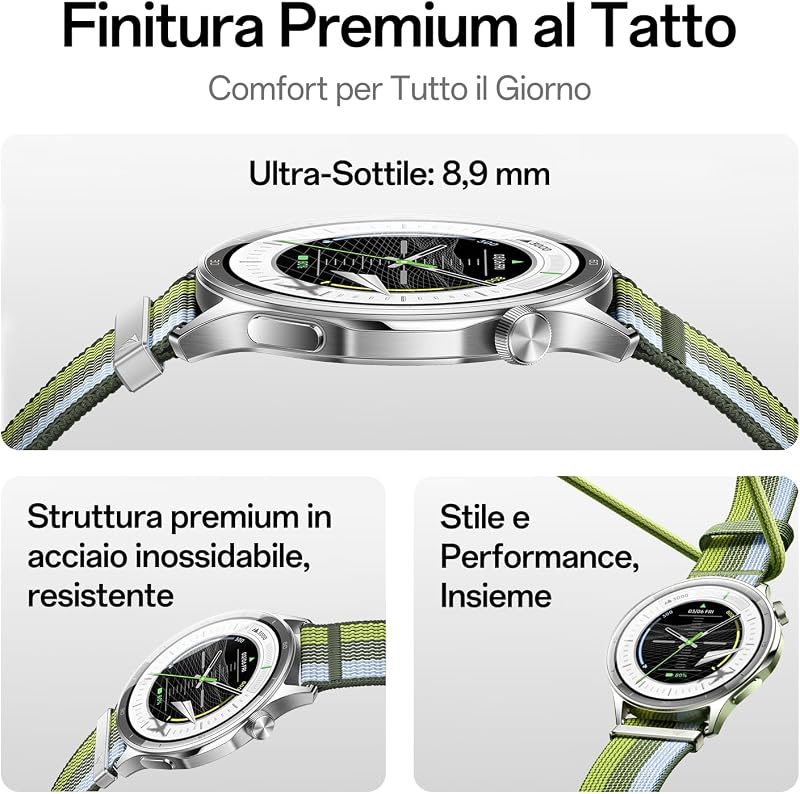 Watch S Smartwatch ECG Acciaio 10Giorni 3000Nits, Silver Gleam
