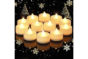 Amagic 12/24/50/100/150 Pack Battery Operated Tea Lights Candles, Fake Tealights Candles, Flameless LED Tea Lights for Halloween, Wedding, Votive, Festival, Table Decor(12 Pack, Warm White)