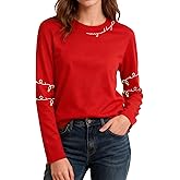 Christmas Shirts for Women Cute Christmas Tree Graphic Long Sleeve T Shirt Funny Holiday Xmas Top