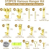Modacraft 372Pcs Picture Hooks Hanging Kit with Nails Wire Mini Level 75lb view 2