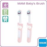 MAM Baby's Brush 2 Pack Extra Soft Bristles 6+ Months Pink view 2