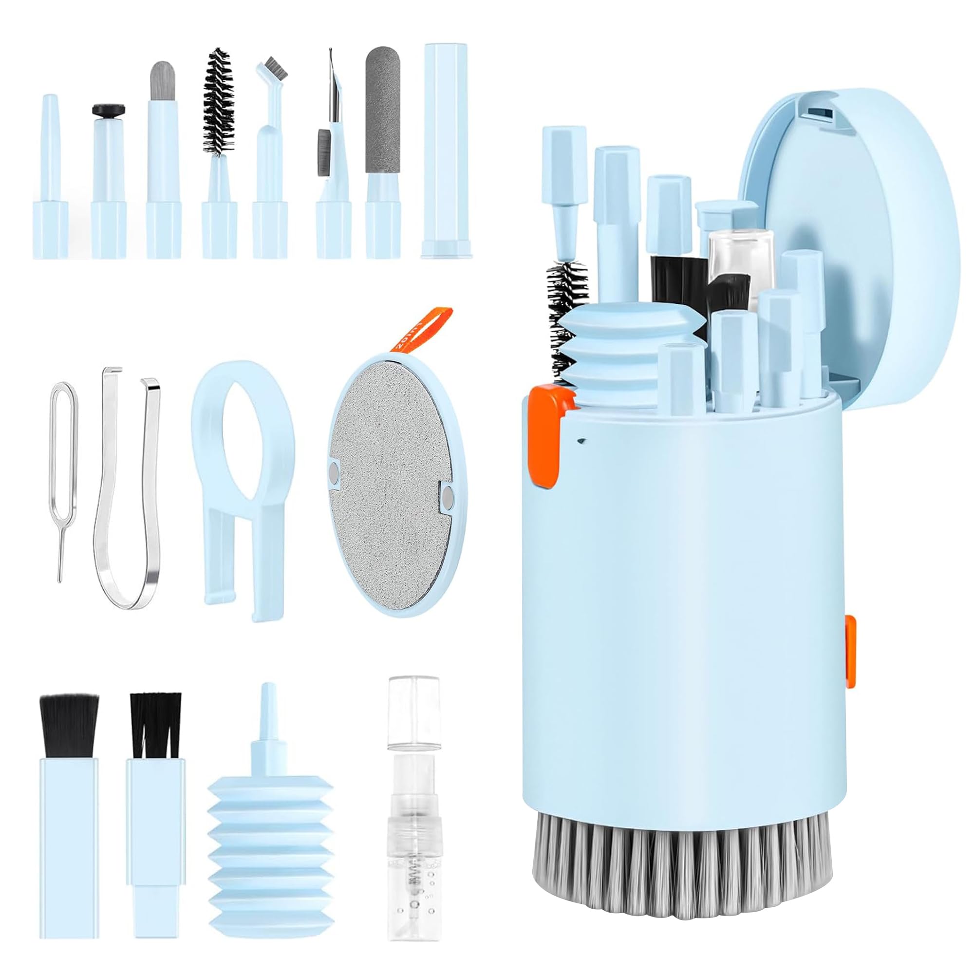 20-in-1 Laptop Screen Keyboard Cleaning kit, Cell Phone Cleaning kit, Air-pod Cleaning kit, Electronics Cleaning kit for Mobile Phones, Tablets, Computers, Computer Monitors, TV Camera Lenses - Blue