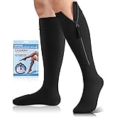 CASMON 15-20mmHg Zipper Compression Socks for Women and Men, Knee High Compression Stockings, Medical Closed Toe Support Socks for Varicose Veins, Post-Surgery, Swelling, Nurses, Pregnancy (1 Pair)