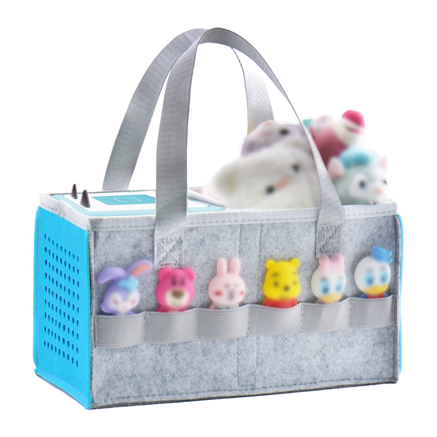 Carrying Bag for Toniebox Starter Set and Accessories, Felt Organizer Bag for Tonies Figurine and Toniebox Travel Tonies Carry Case with Handle for Toniebox & Accessories (Blue)
