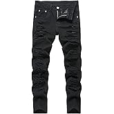 Anbreuinron Boy's Ripped Jeans Stacked Destroyed Distressed Skinny Fit Fashion Comfy Denim Jeans Pants