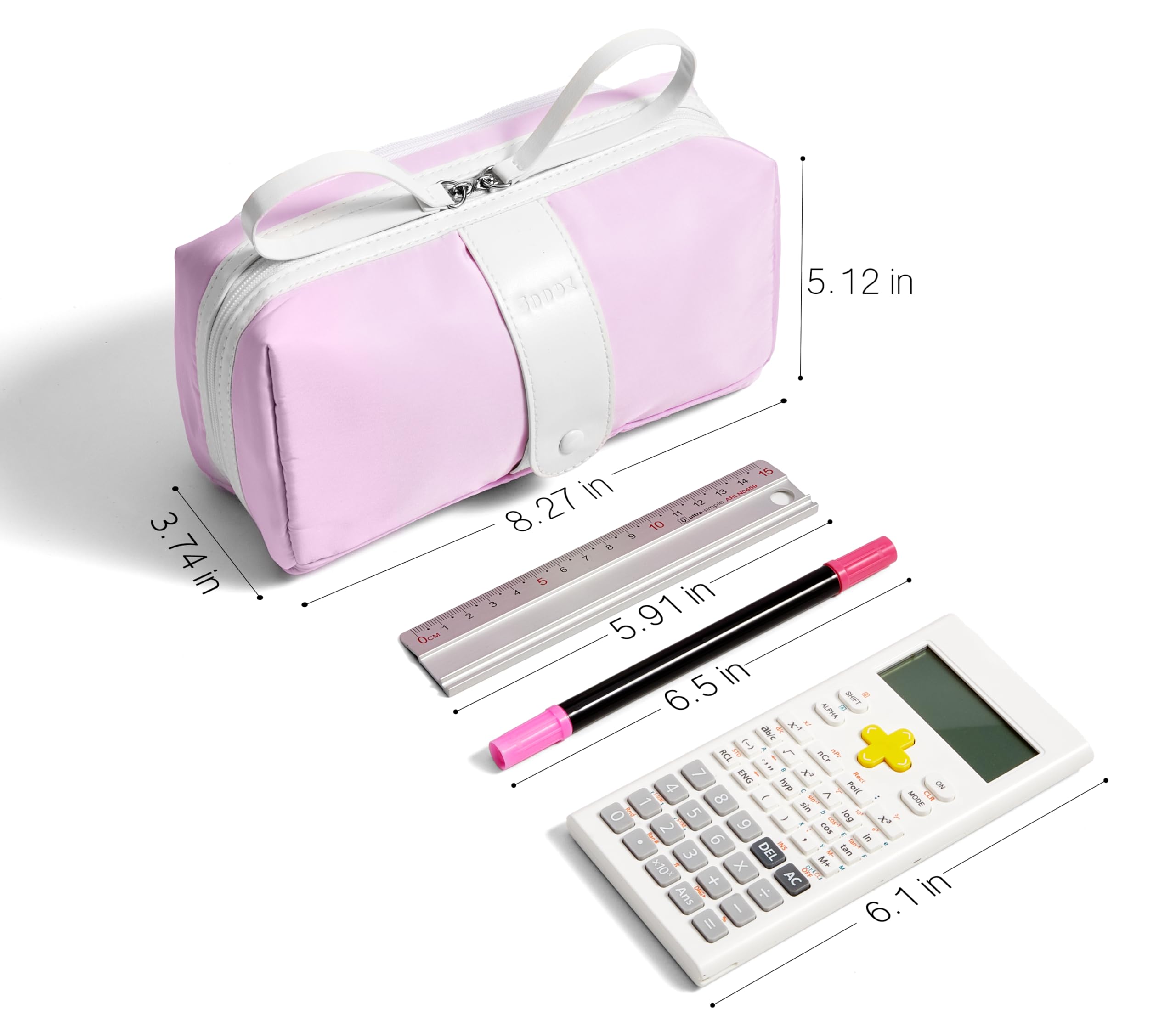 Sooez Big Capacity Pencil Case, Extra Large Pencil Pouch with Zipper Pocket, Wide Opening Pencil Bag, Portable Stationery Organizer, Cute Aesthetic School Office Supplies for Teens Girls Adults, Pink
