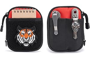 SAYRAM Mighty Pouch - EDC Bags with Patches, Small Tool Pouch with D-Ring, Elastic Organizers for Multitools, Compact Nylon Organizer