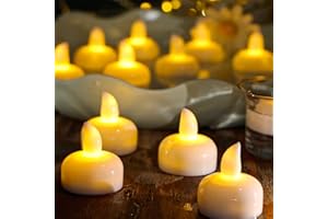 Yakpo 24 Pack Flameless Waterproof LED Floating Tea Lights, Battery Operated Outdoor LED Votive Candle, Warm White Flickering