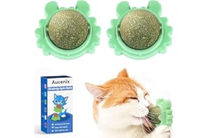 Aucenix Catnip Balls Toy for Cat, Wall Catnip Roller for Cat Licking, Teeth Cleaning Dental Edible Kitten Toy, Natural Rotati