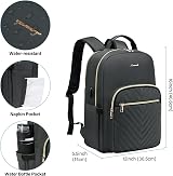 LOVEVOOK Laptop Backpack 15.6 Inch Women Waterproof USB Charging Port Dark Gray view 4