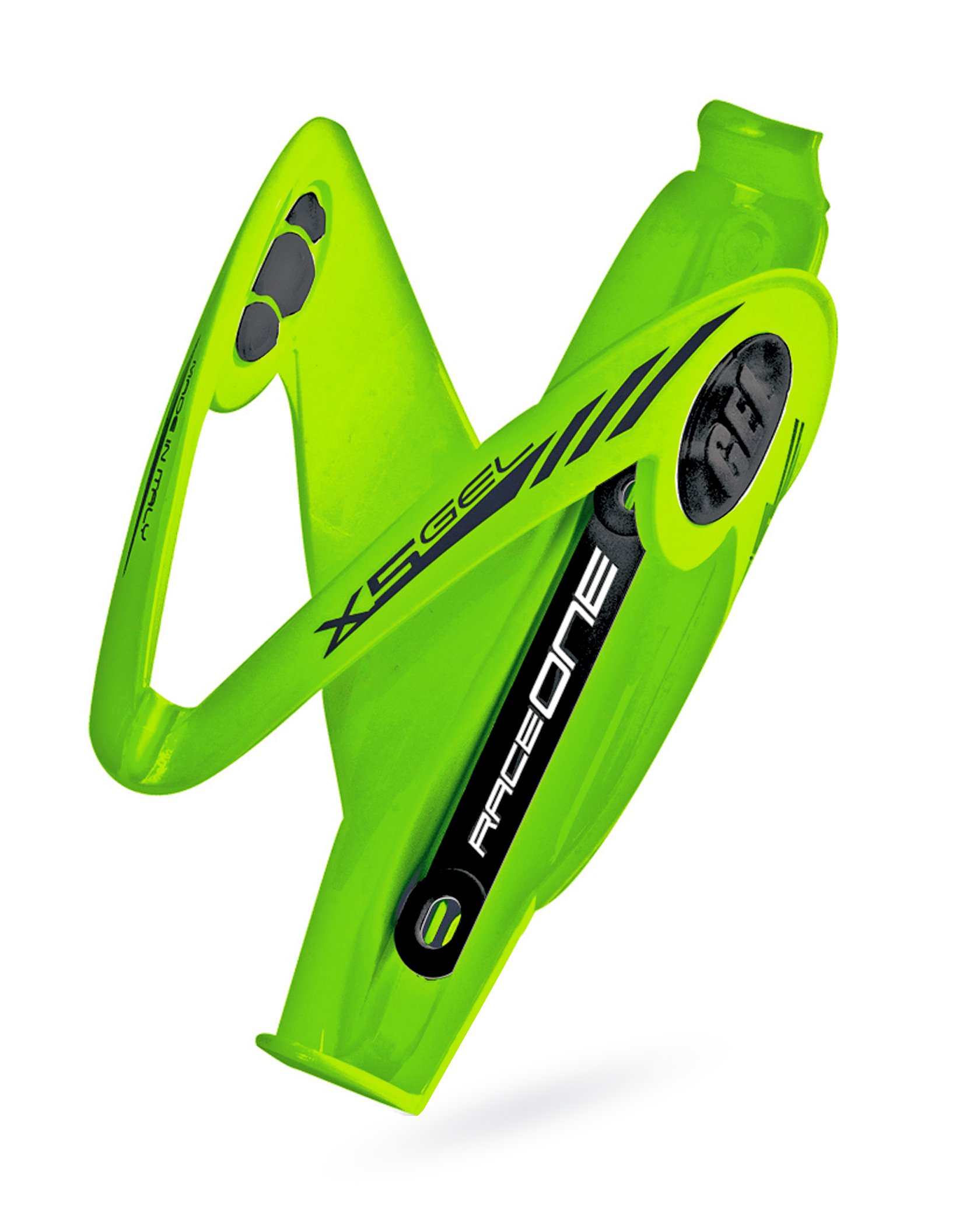 RaceOne - X5 Water Bottle Cage with Gel Inserts for Bicycle Bottles in Green Fluro