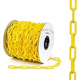 Houseables Plastic Chain, Safety Barrier, 124 Feet, 2" Links, Light Weight, UV Protected, Accessory for Crowd Control, Queue Line, Decoration, Chains Link Fence, Yellow