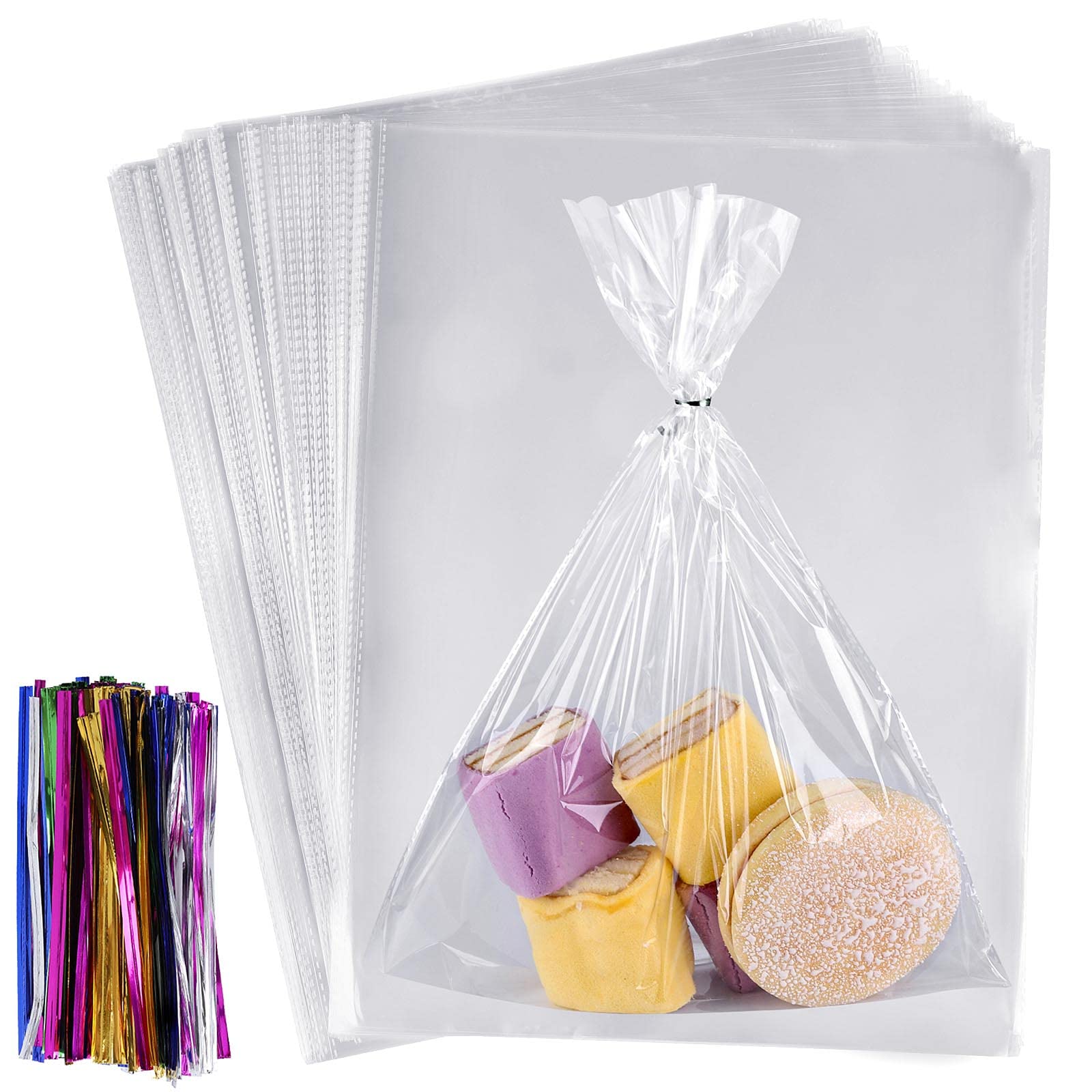 100Pcs Cellophane Bags 12"x16" Clear Plastic Bags for Gifts Treat Bags Party Favors
