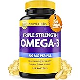 InnovixLabs Triple Strength Omega 3 Supplement, Burpless Fish Oil for Women and Men - 900 mg EPA & DHA, Brain & Joint Support, Award Winning & Third-Party Tested, 200 Softgels