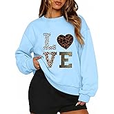 PEFYERVERY Women’s Oversize Sweatshirt Loose-Fit Thin Top 2026 Valentines Gift Love Leopard Print Hip-Hop Y2k Shirt