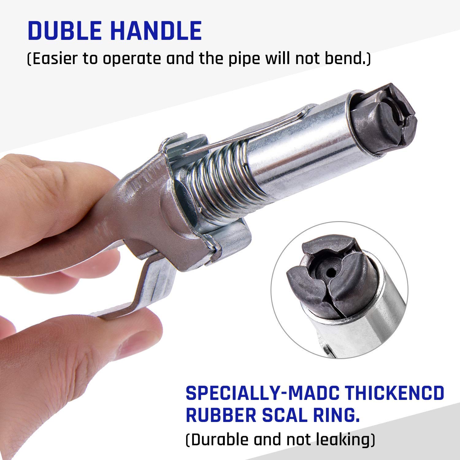 One Sight Locking Grease Gun Coupler Lock onto Zerk Fittings, 10000 PSI