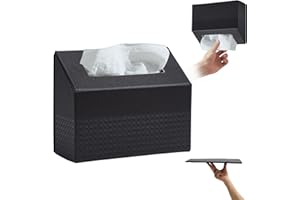 Cloudever Hand Towel Box Cover, No Drill Installation & Damage-Free Adhesive Backing for Wall Mounted, Streamlined Appearance for Kleenex Paper Hand Towels-Stardust Black