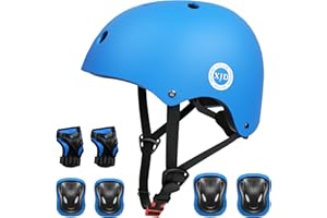 XJD Kids Bike Helmet,Multi-Sport Protective Gear Set for 3-5-8-14 Years Boys Girls with Knee and Elbow Pads Wrist Guards fit 