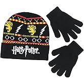 Harry Potter Gryffindor Themed Design Knit Cuff Beanie and Glove Set Youth OSFM Black