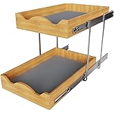OCG Pull Out Drawers For Cabinets 14"W x 21"D, 2 Tier Heavy-Duty Slide out Wood Drawer Shelf, Pull Out Drawer for Cabinets, Base Cabinet Organization for Kitchen, Pantry, Bathroom